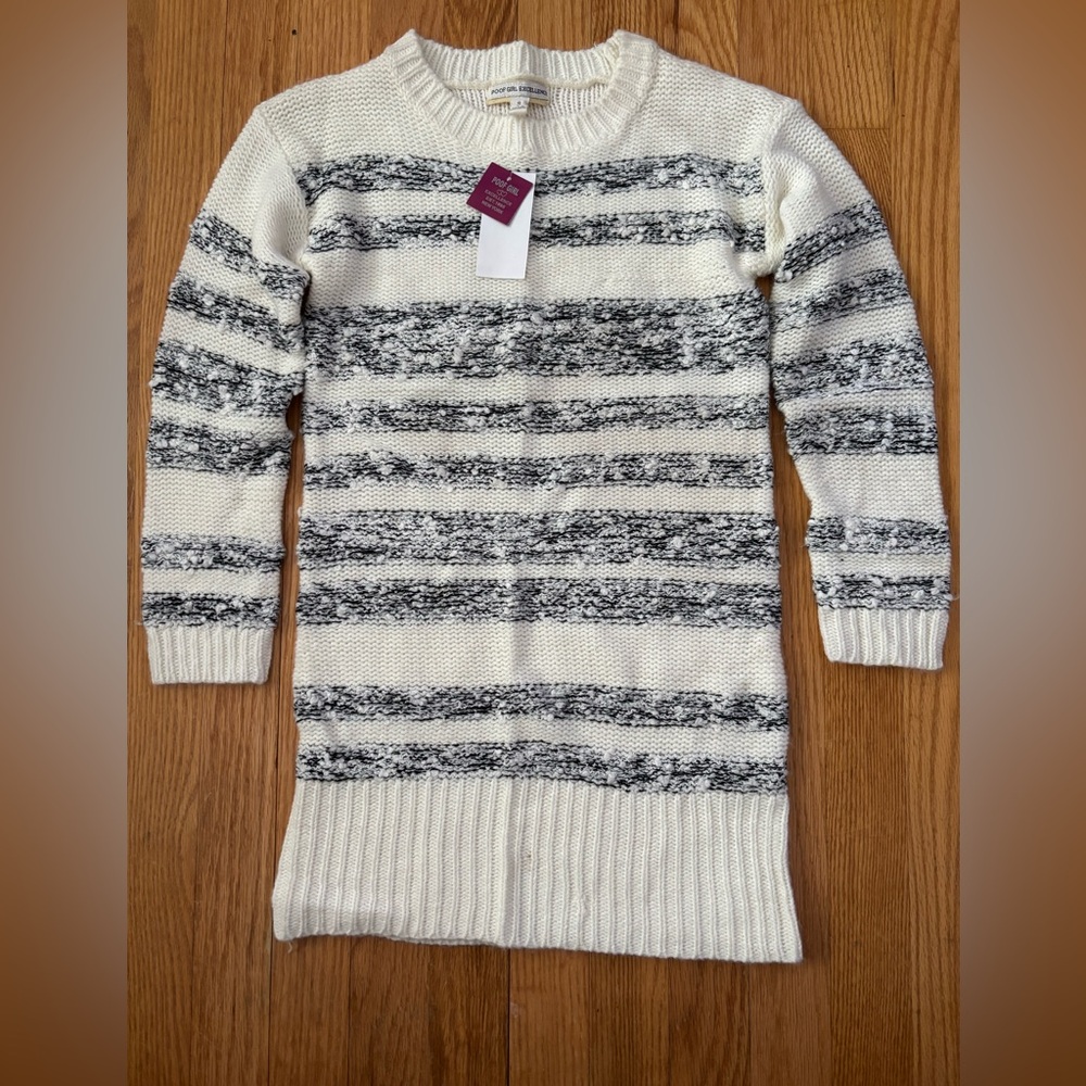 NWT Poof Girls Excellence  Striped Knit Sweater Dress - Size Small